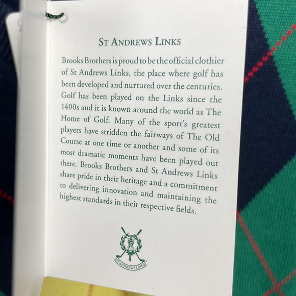 NWT Brooks Brothers Argyle Silk/Cotton Blend Vest St. Andrews Links Navy Size XL - Picture 5 of 17